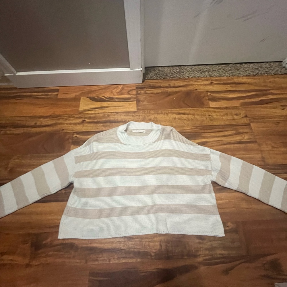 Striped Beige and White Sweater